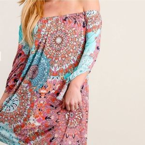 Off-Shoulder multi-color dress  L